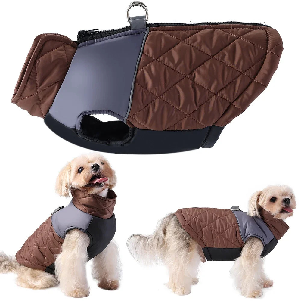 Winter Warm Dog Clothes Lattice Contrast Color Big Vest Jacket Reflective Splicing Dring Pug Outfits Autumn Puppy Coat 250814