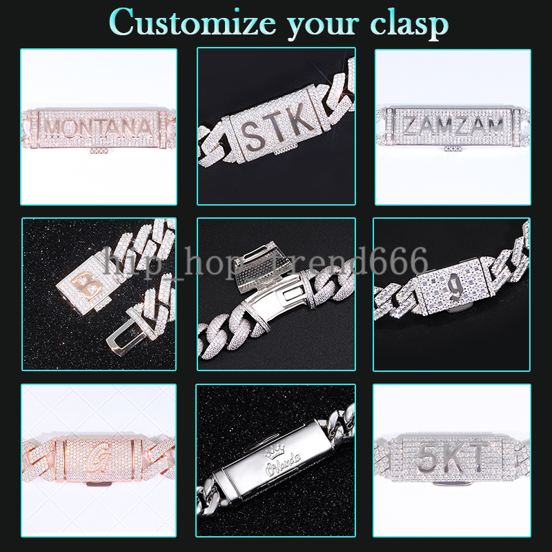 Fashion Jewelry Hip Hop Style 20mm 22mm Wide Men Bracelet Gold Plated 925 Sterling Silver VVS Moissanite Diamond Cuban Bracelet