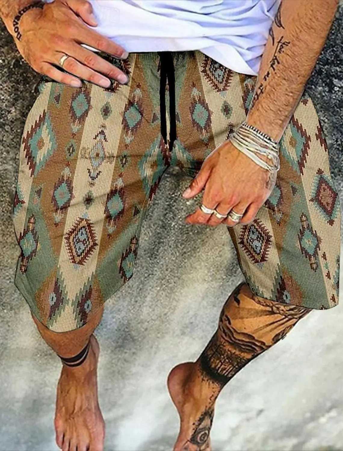 Mens Retro Swim Trunks 3D Ethnic Style Printed Beach Shorts Quick Dry Outdoor Leisure Sports Shorts Swimwear Mens Shorts Y250814