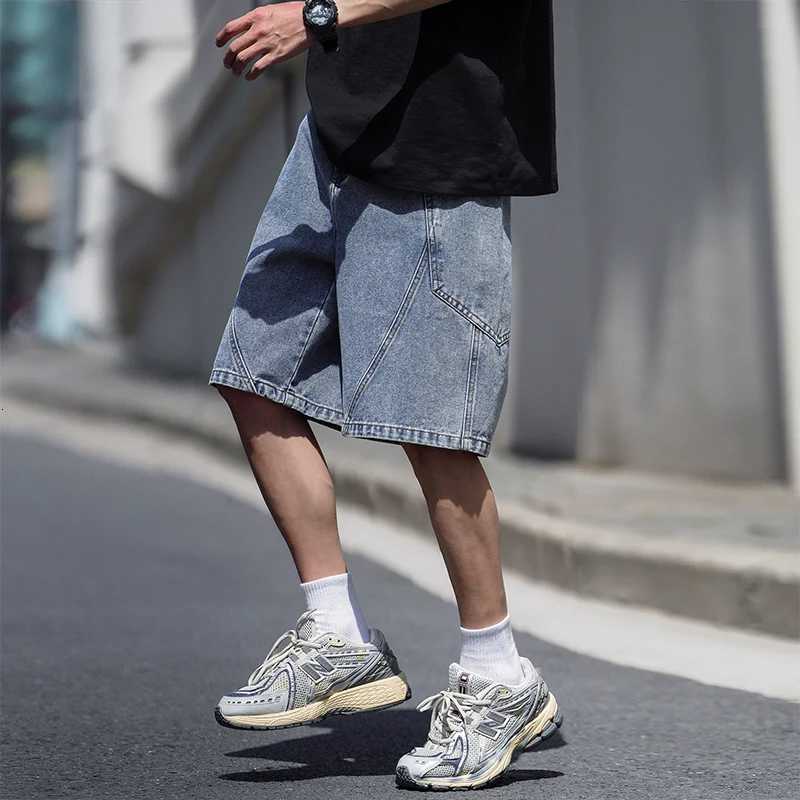 Spring Washing Jean Pants Men Street Cowboy Denim Shorts Neutral Loose Cropped Pants Casual Fashion Pocket Big Size 6xl 7xl 8xl Y250814