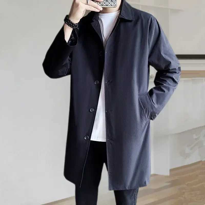 Mens Medium-length Casual Trench Jacket Overcoat Korean Style Trendy British Style Spring Autumn 2023 New Arrival Thin Regular W250815