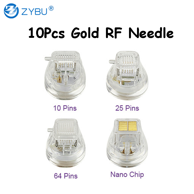 Gold-Plated Disposable Cartridges Skin Rejuvenation Needles For Fractional RF Microneedle Machine : 10/25/64 Pins Nano Tips for Professional Skin Trea