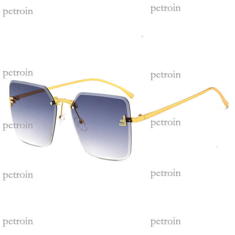 2024 New Metal Frameless Edge-Cut Fashion Trend Internet Celebrity Gradient Color Personality Wear Women's Sunglasses
