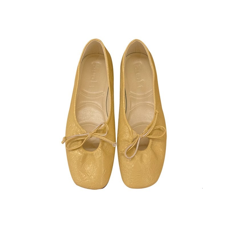 Designer 2025 new hollow bow soft leather flat shoes