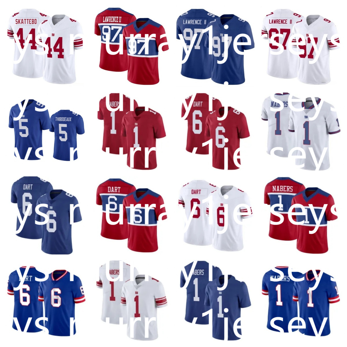 Men Giants 6 Jaxson Dart Darius Slayton Theo Johnson Dru Phillips Bobby Okereke Tyrone Tracy Jr Micah McFadden DeVito DARIUS MUASAU Abdul Carter Football Jersey