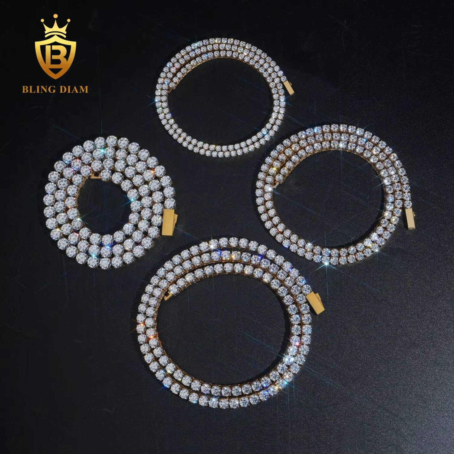 Wholesale Price Fashion Stainless Steel Tennis Chain 3mm-6mm Moissanite Tennis Bracelet Necklace Iced Out Luxury Jewelry