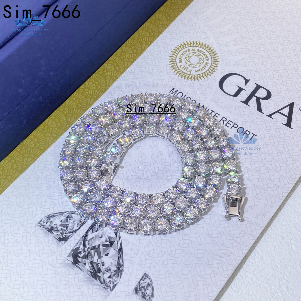 Factory Direct Sale Mens Womens Premium S925 Silver Iced Tennis Chain 6-24inch Moissanite Necklace Moissanite Necklace