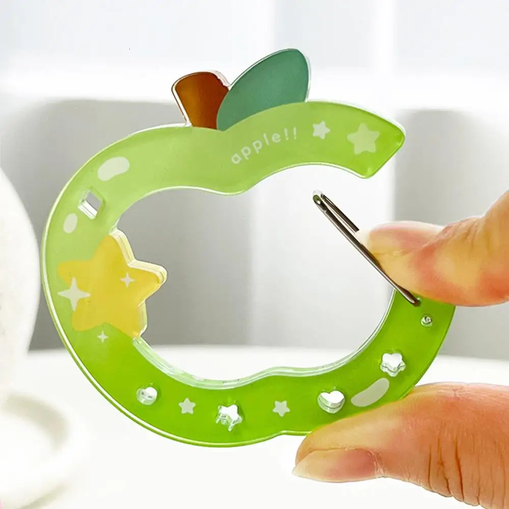 Ins Cute Acrylic Cartoon Keychain Fruit Shape Climbing Button Carabiner Bag Decorative Keychain Bag Pendant Hook Key Hanging 250811