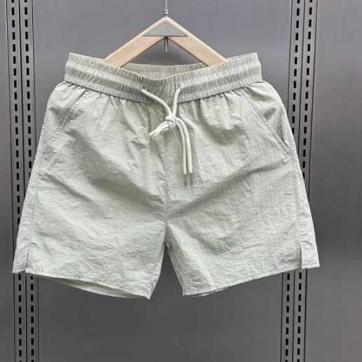 Men Summer Thin Ice Silk Quick-drying Casual Drawstring Solid Color Beach Pants Y250814
