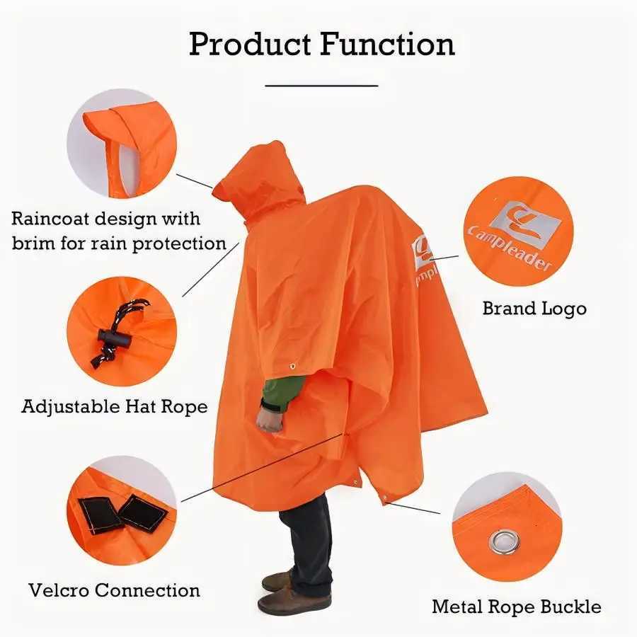 3-in-1 Waterproof Lightweight Unisex Raincoat HikingRaincoat Hiking Multifunctional Outdoor Activity Rain Gear Tent Cover Y250814
