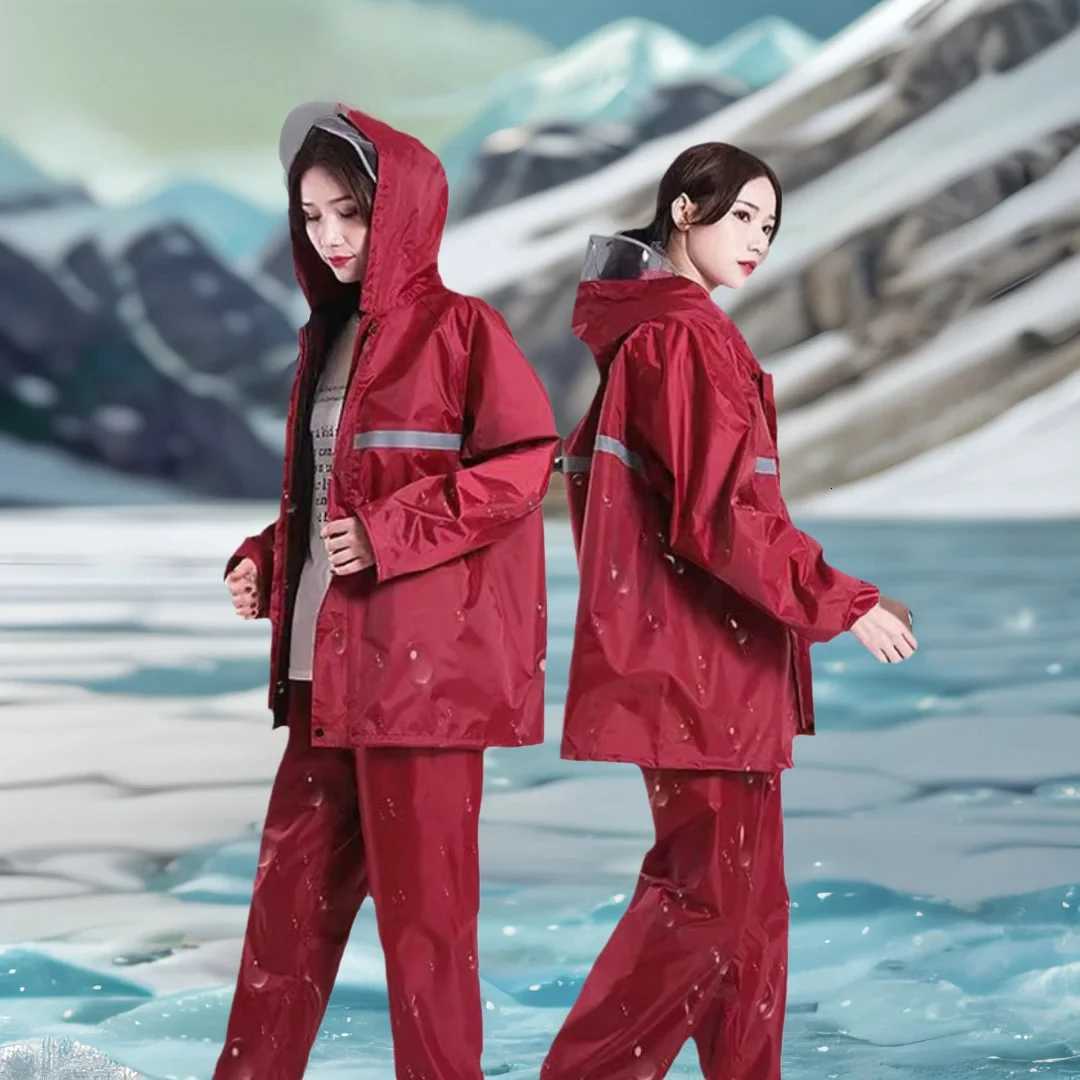Adult Thick Waterproof RainCoat Rain Coat Motorcycle Rainsuit Motorcycle Rainwear Suit Reflective Riding Raincoat Y250814