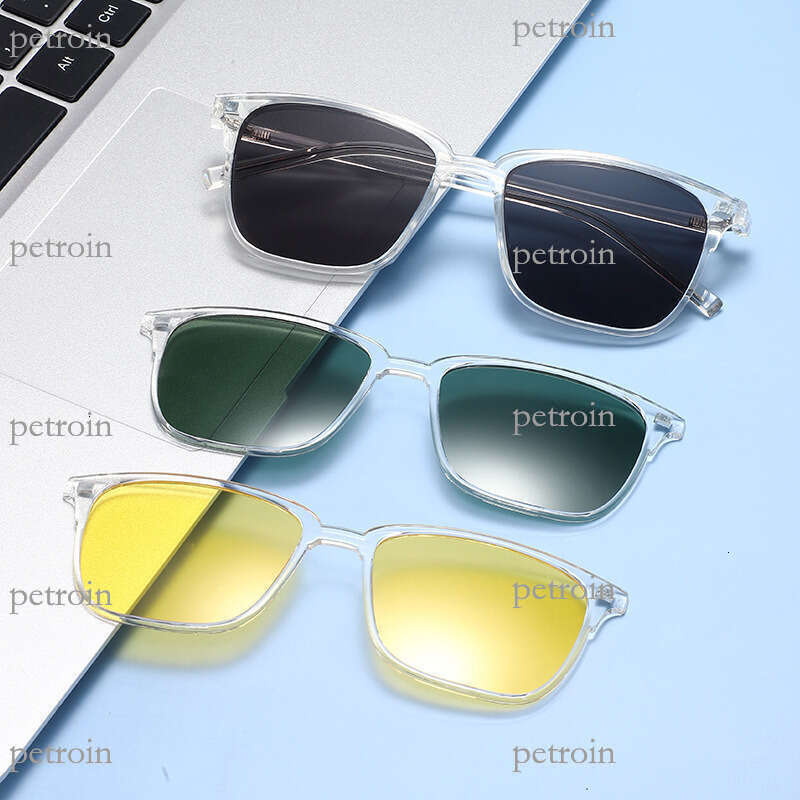 Square Frame Fashion Trend TR90 Magnetic Polarized Sunglasses with Prescription Lens Option