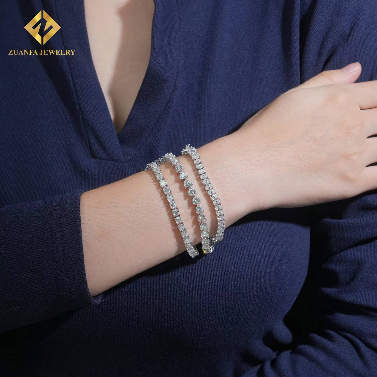 New Trendy Luxury Design Bracelets for Women Iced Out With Moissanite Diamond Charm Tennis Bracelet