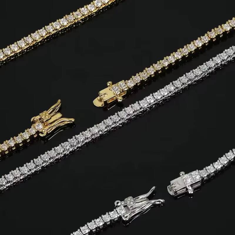 Wholesale 2mm 3mm 4mm 5mm 6.5mm Hip Hop Jewelry 925 Sterling Silver Tennis Chain Iced Out Moissanite Tennis Chain Necklace