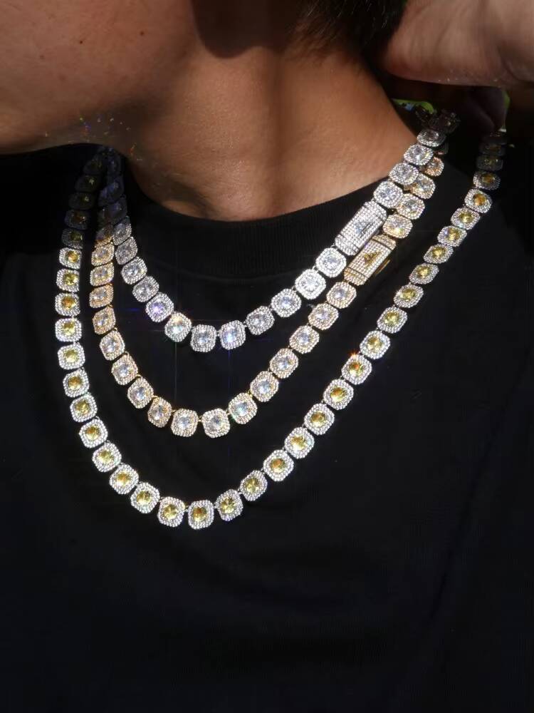 Luxurious 4mm Moissanite Tennis Chain Necklace Unisex Luxurious Sparkle Passes Diamond Test