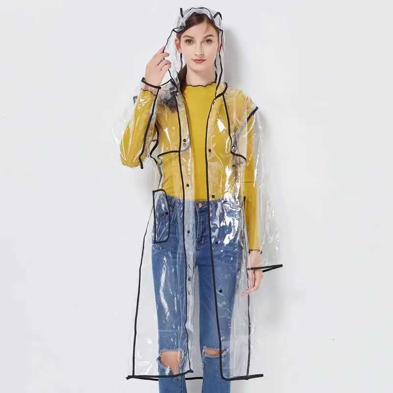 Clear EVA Rain Poncho Womens Lightweight Waterproof Raincoat with Hood Packable Outdoor Gear for Hiking Travel Y250814
