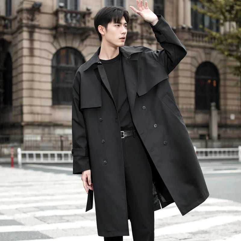 GIOIOMens duster 2025 Spring and Autumn New Mid-Length Solid Color Patchwork Top Jacket Coat Fashion Mens Wear W250815