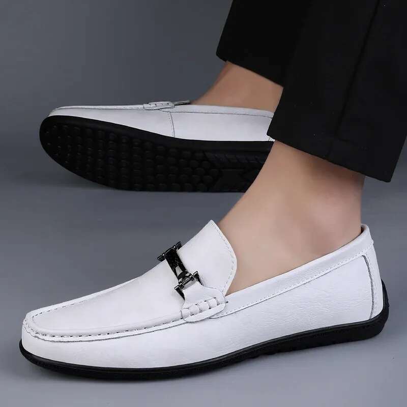 Mens Brand Loafers Fashion Spring Autumn Casual New Comfy Men Driving Flats Genuine Leather Moccasins Walking Shoes
