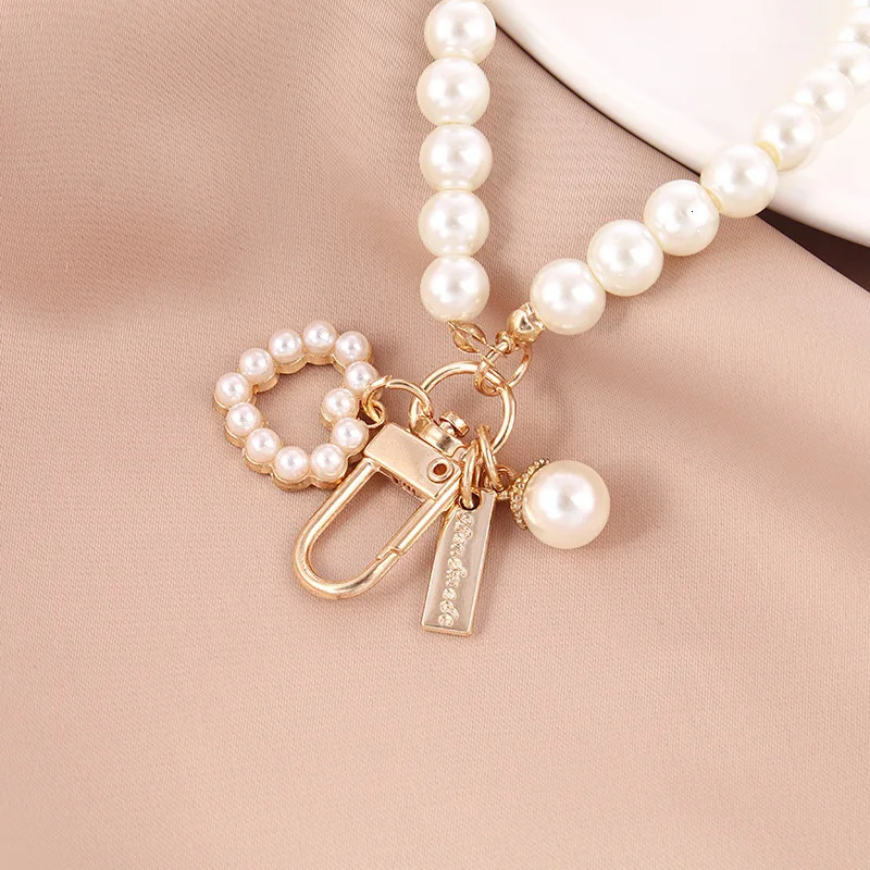 1PC Cute Shell Heart Bow Pearl Beads Chain Pendant Phone Keychain Bag Key 250811