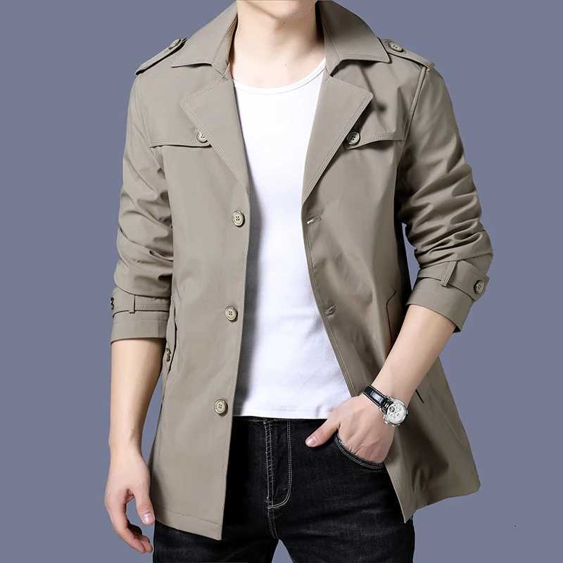 Top Grade British New Brand Casual Fashion Mens Trench Coat Designer Windbreaker Overcoat Slim Fit Long Jacket Mens Clothing W250815