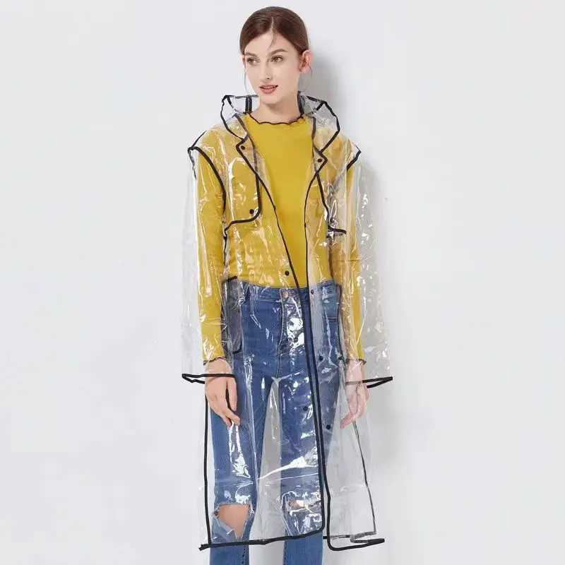Clear EVA Rain Poncho Womens Lightweight Waterproof Raincoat with Hood Packable Outdoor Gear for Hiking Travel Y250814