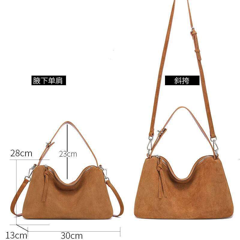 Designer Bags Fashion Autumn Winter Big Boston Tote Soft Matte Suede Cow Leather Women's Handbag Shoulder Crossbody Bag For Women Grey Brown Luxu
