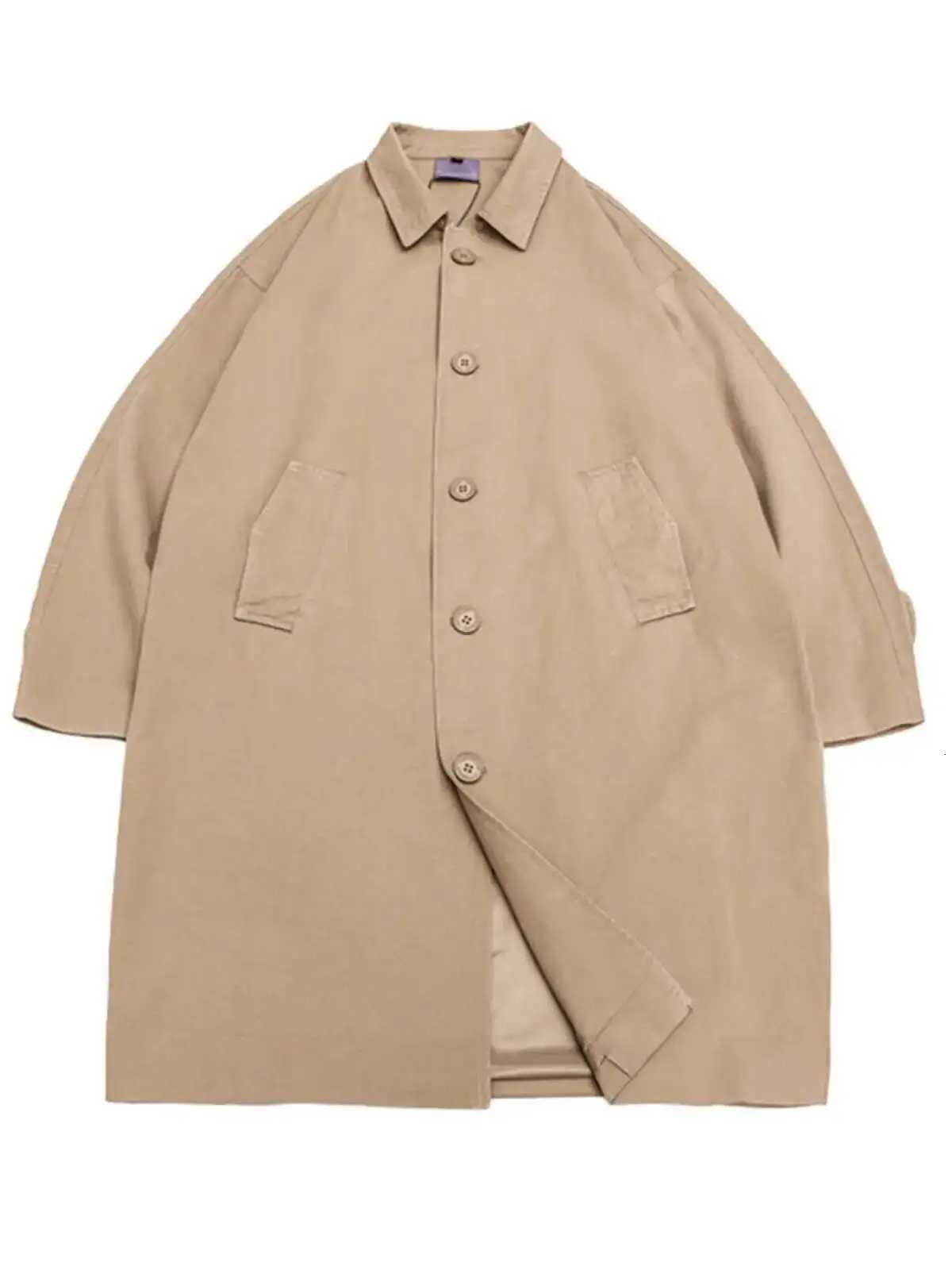 Korean Style Trench Coat Men Streetwear Windbreaker Men Solid Business Casual Loose Sash Fashion Long Overcoat W250815