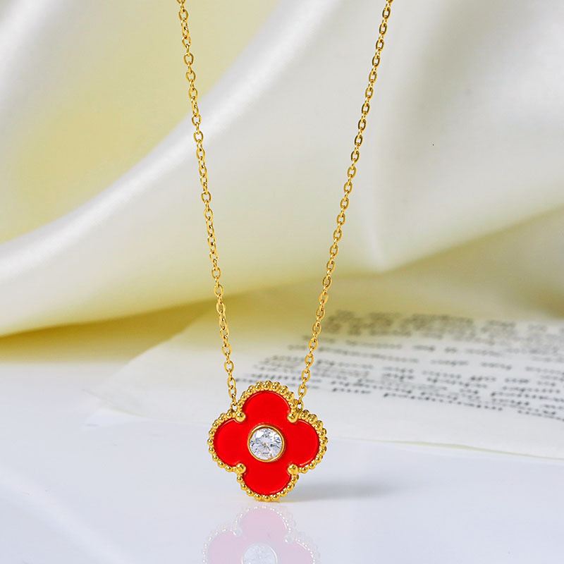 Hot Selling Four-Leaf Clover Necklace, Two-Way Wear, High Version for Women, V Gold Craftsmanship, Non-Fading, Versatile, High-End Feel Jewelry for Wo