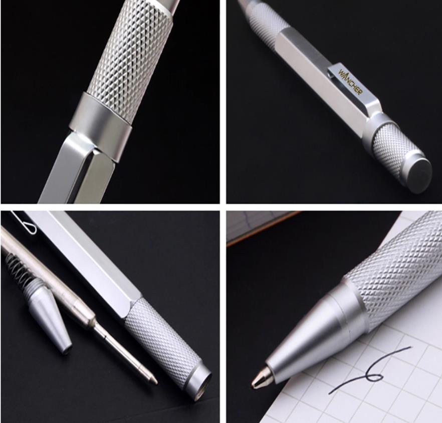 Ballpoint Pens WANCHER Pen Original Hexagon Brass Metal Rotary Black 05mm Refill Replaceable W1558 Office School Stationery 230707