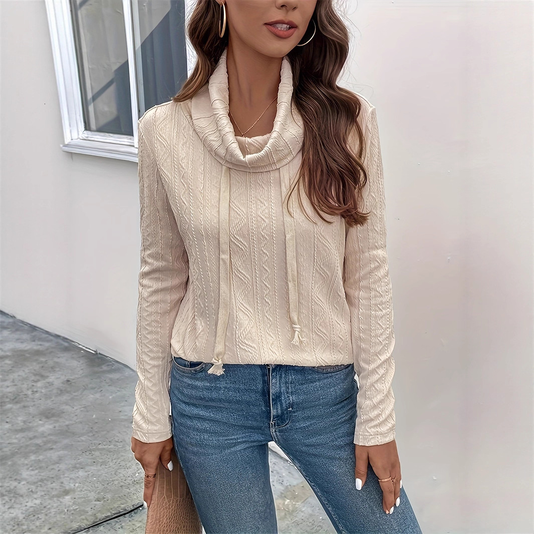 Autumn and Winter New Women's Sweatshirt Long Sleeve Hooded Drawstring Pullover Knitted Sweater for Women