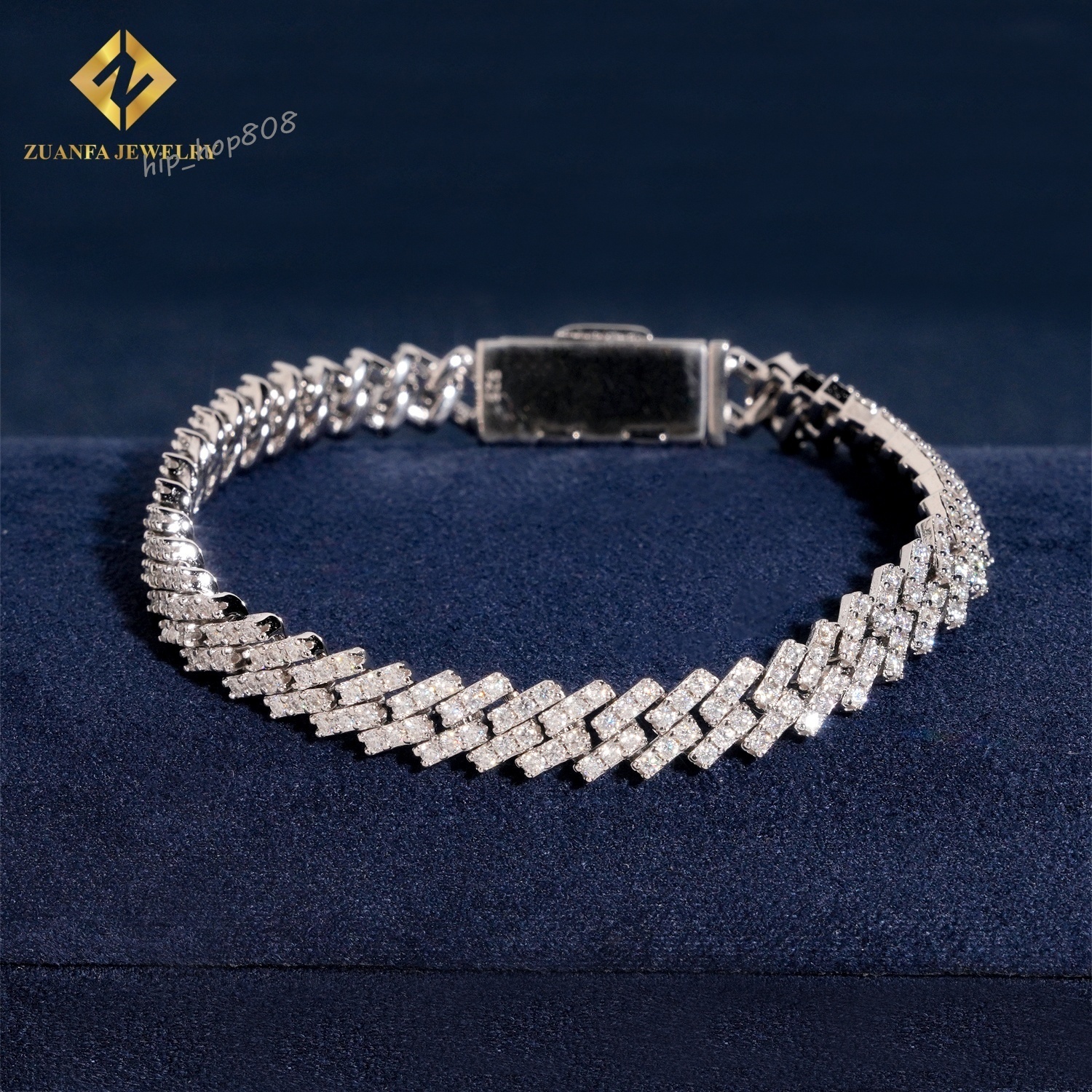 Custom 7mm Hip Hop Jewelry Pass Diamond Test Iced Out VVS Moissanite Cuban Link Chain 925 Sterling Silver Cuban Necklace