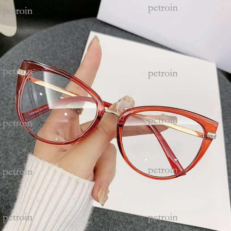 24 Trendy Fashion Cat Eye Blue Light Blocking Personality Internet Celebrity Street Style Glass, Can Be Paired with Prcription Fram, Non-Prcription