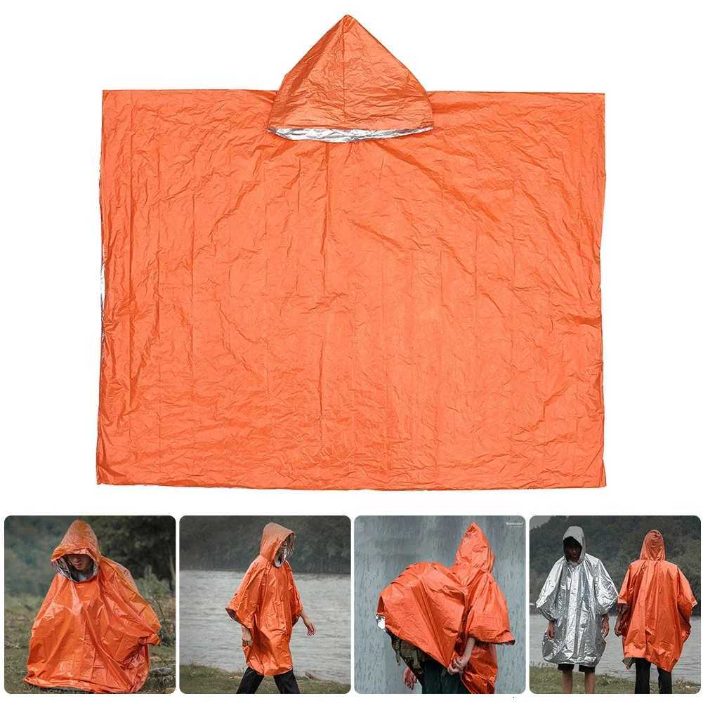Orange Waterproof Hooded Rain Poncho Raincoat for Outdoor Hiking Bike Cycling Rainwear Thickened Reflective Raincoat Y250814