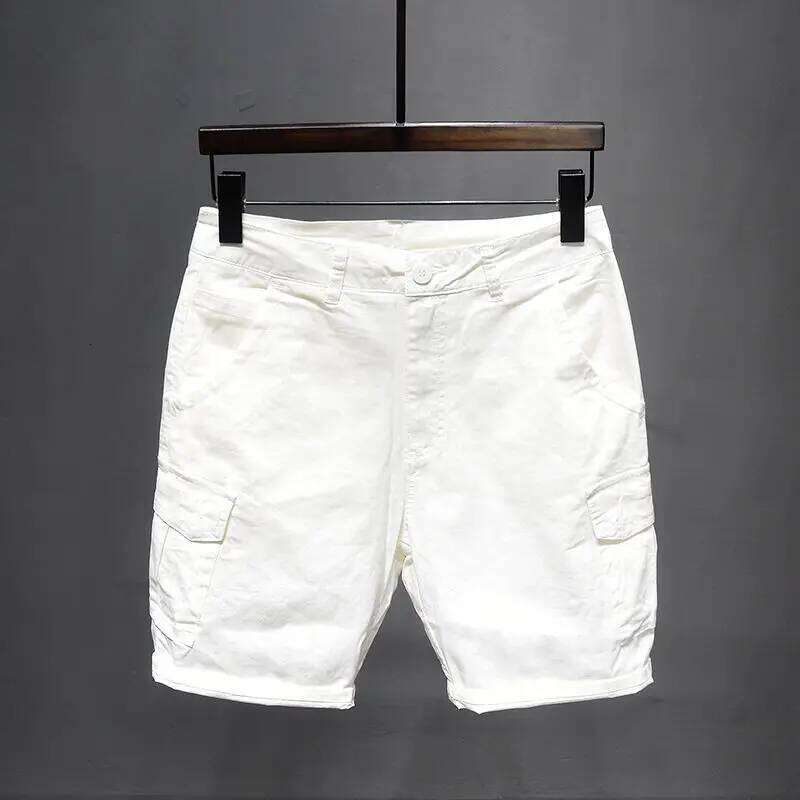 Korean Washed Men's Slim Jeans Designer Denim Short Pants for Summer Boyfriend Stretch Straight White Cargo Cotton Shorts