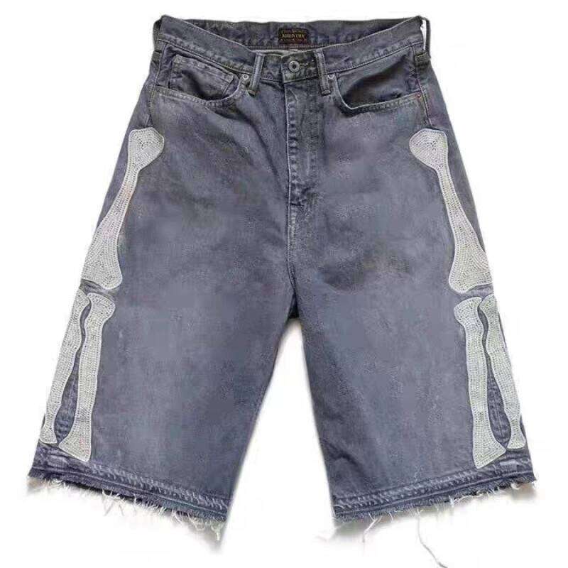 Deeptown Y2k Vintage Haruku Denim Shorts Women Washed Patchwork Tassels American Retro Jeans Man Baggy Hip Hop Jorts Summer