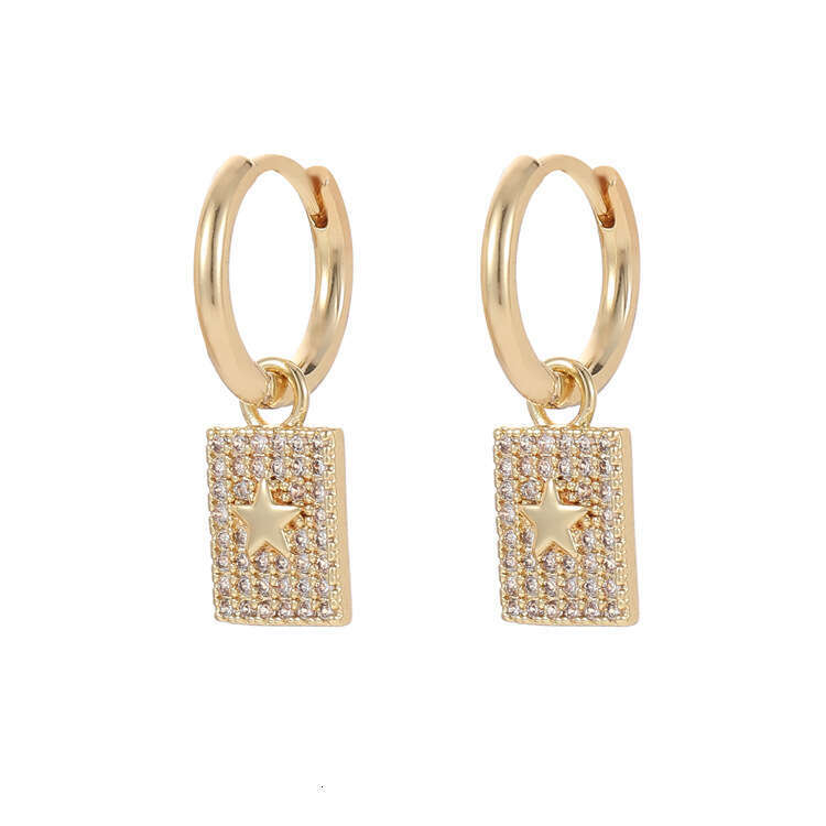 DHcollections Star Butterfly Square Micro Inlaid Full Dia Small Clips High-end Fashion Earrings Simple Ear Jewelry