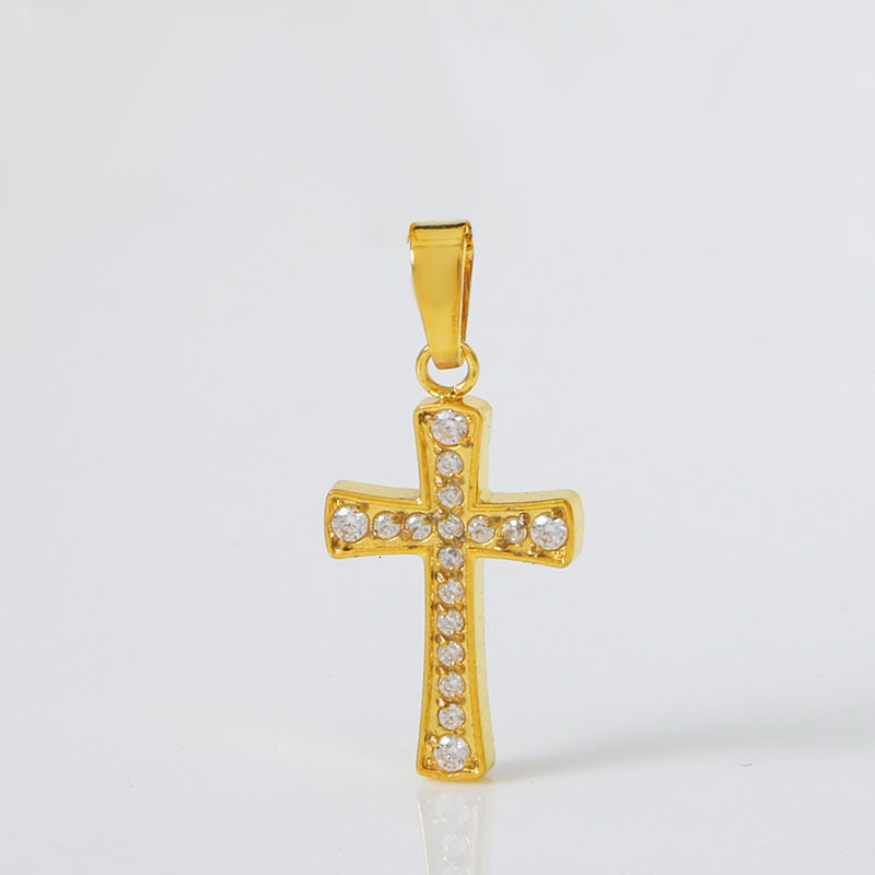 Cross Necklace Accessories Dopamine Micro Pave Zircon Single Dia Small Titanium Steel Metal Pendant DIY Materials Jewelry for Women