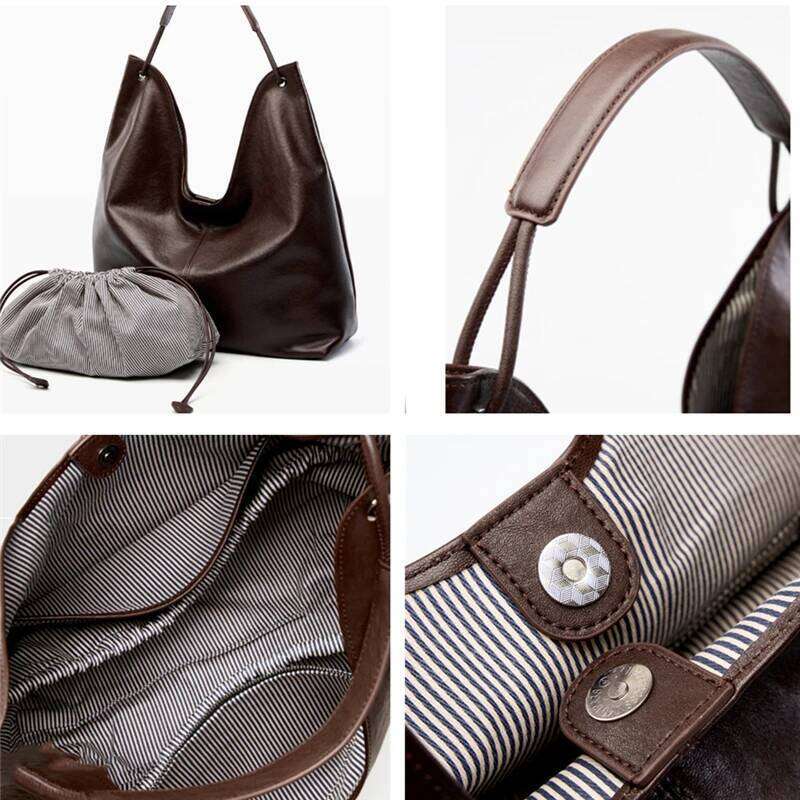 Burminsa Cowhide Genuine Leather Large Hobo Shoulder Bags For Women 2025 Designer Shopping Tote Big Work Ladies Handbags 250815