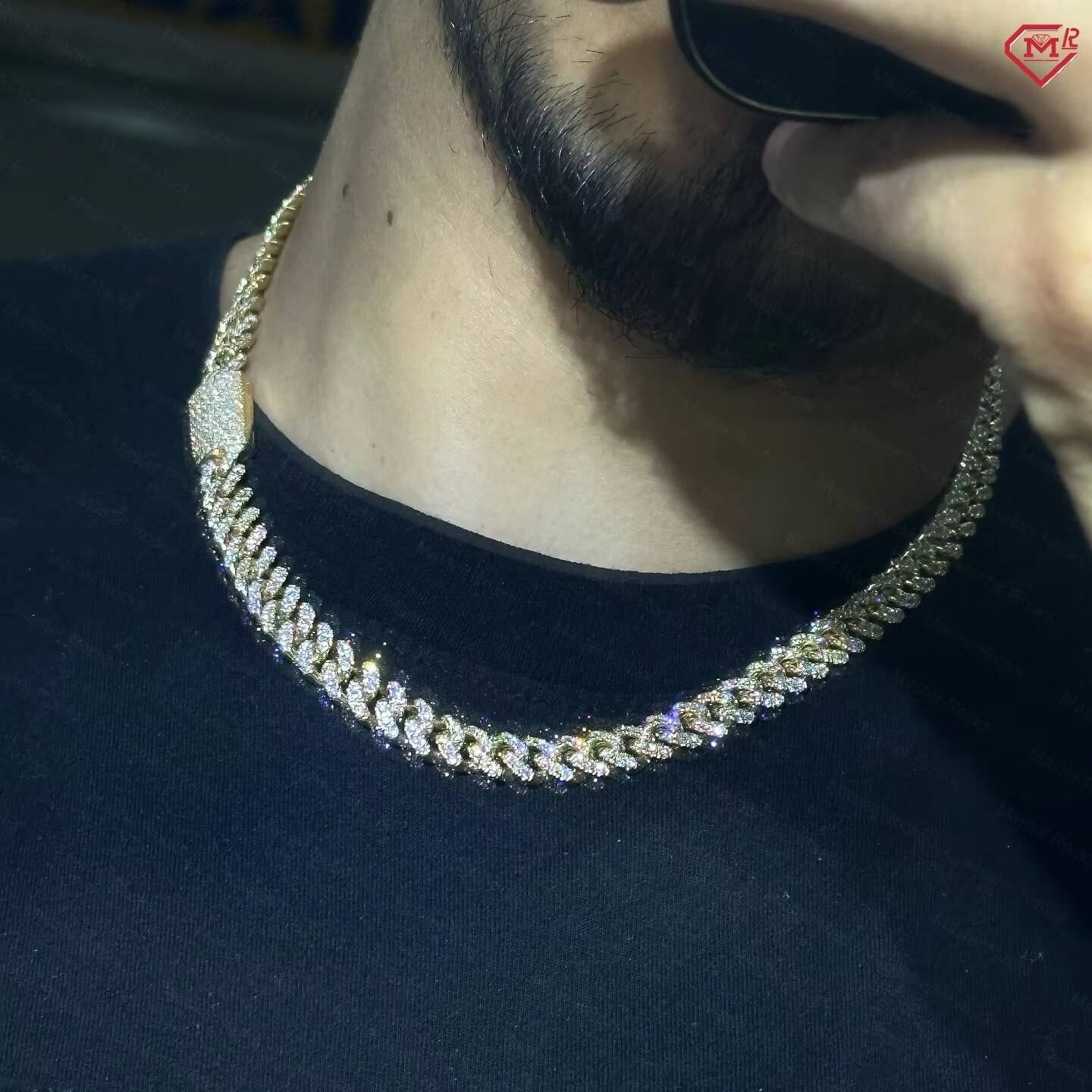 8mm Factory Price Miami Cuban Link Chain 925 Silver 14k Gold Plated VVS Iced Out Moissanite Cuban Chain