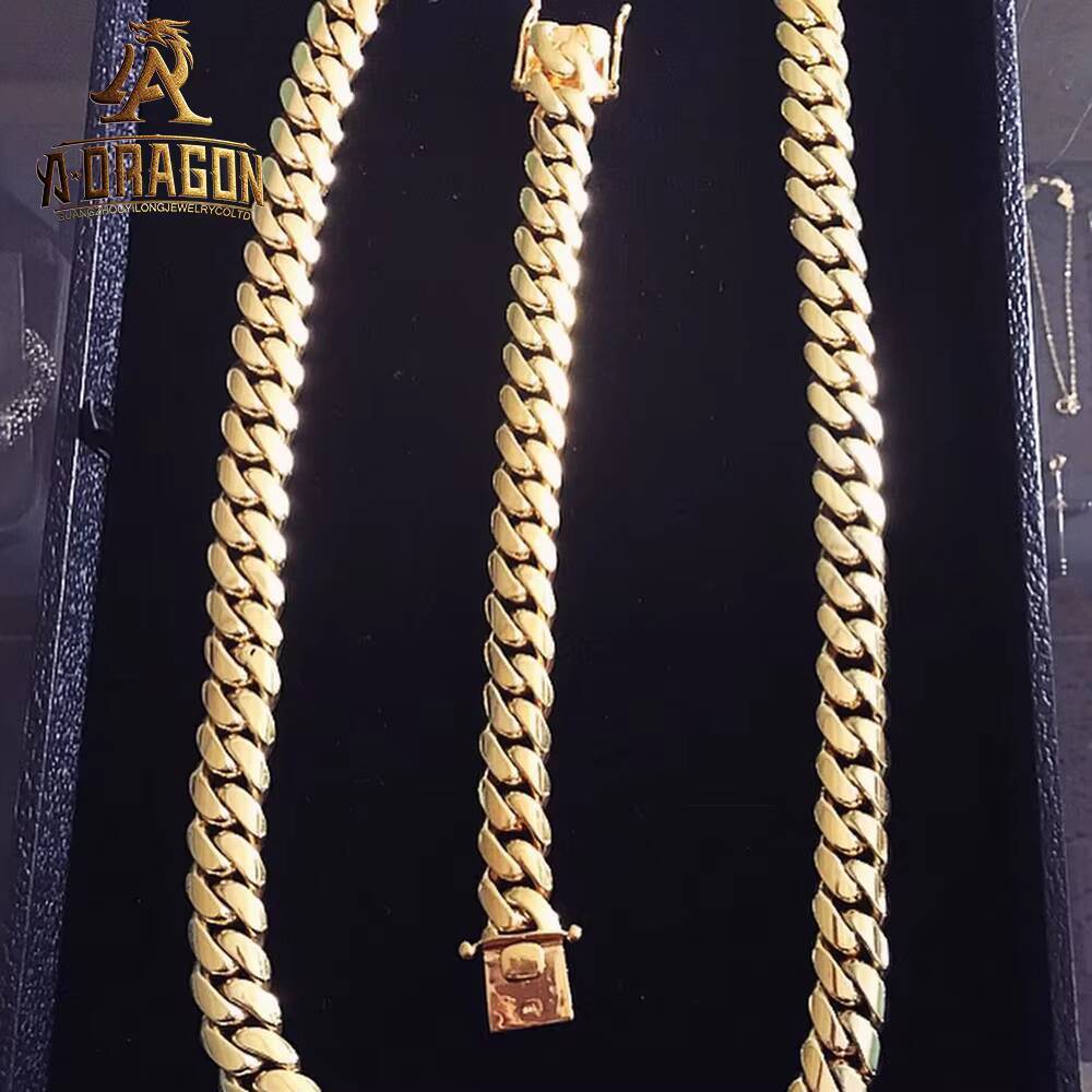 Custom VVS Moissanite Diamond Clasp 18K Gold Filled 6-18mm Silver Miami Cuban Link Chain