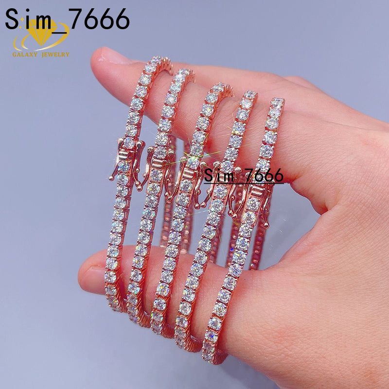 Factory Price Colorful Tennis Bracelet Fine Jewelry Pass Diamond Tester Vvs Moissanite Bracelets Tennis Chain for Woman and Man