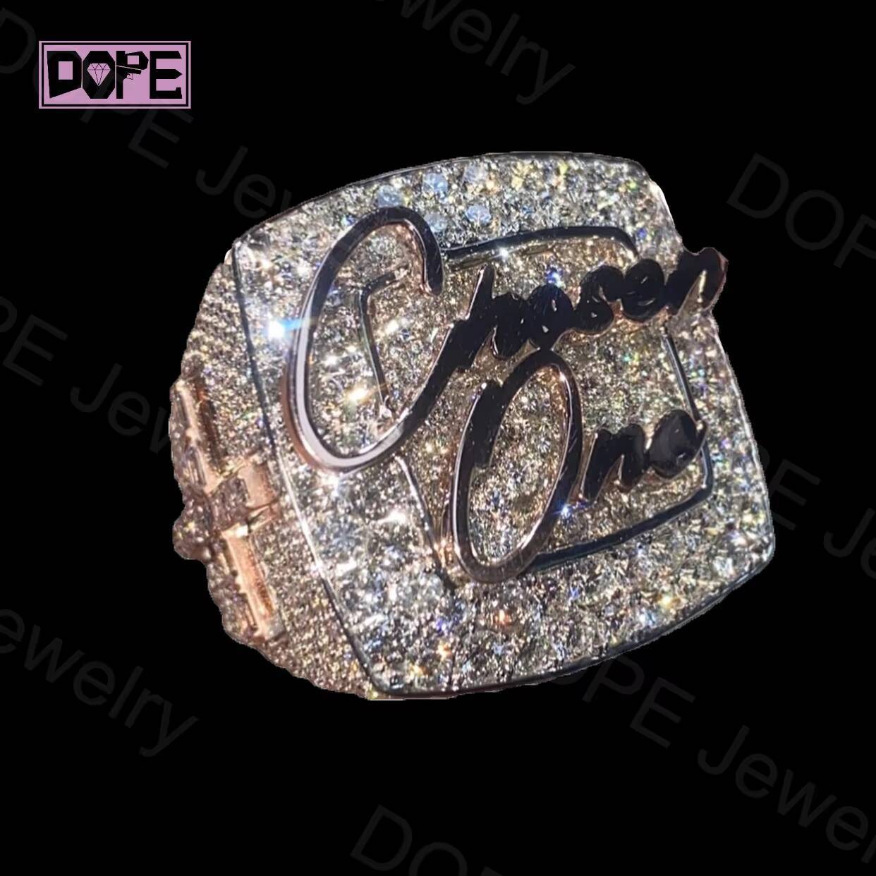 Iced Out VVS Moissanite GRA Certificated Sier Hiphop Men Custom Championship Ring
