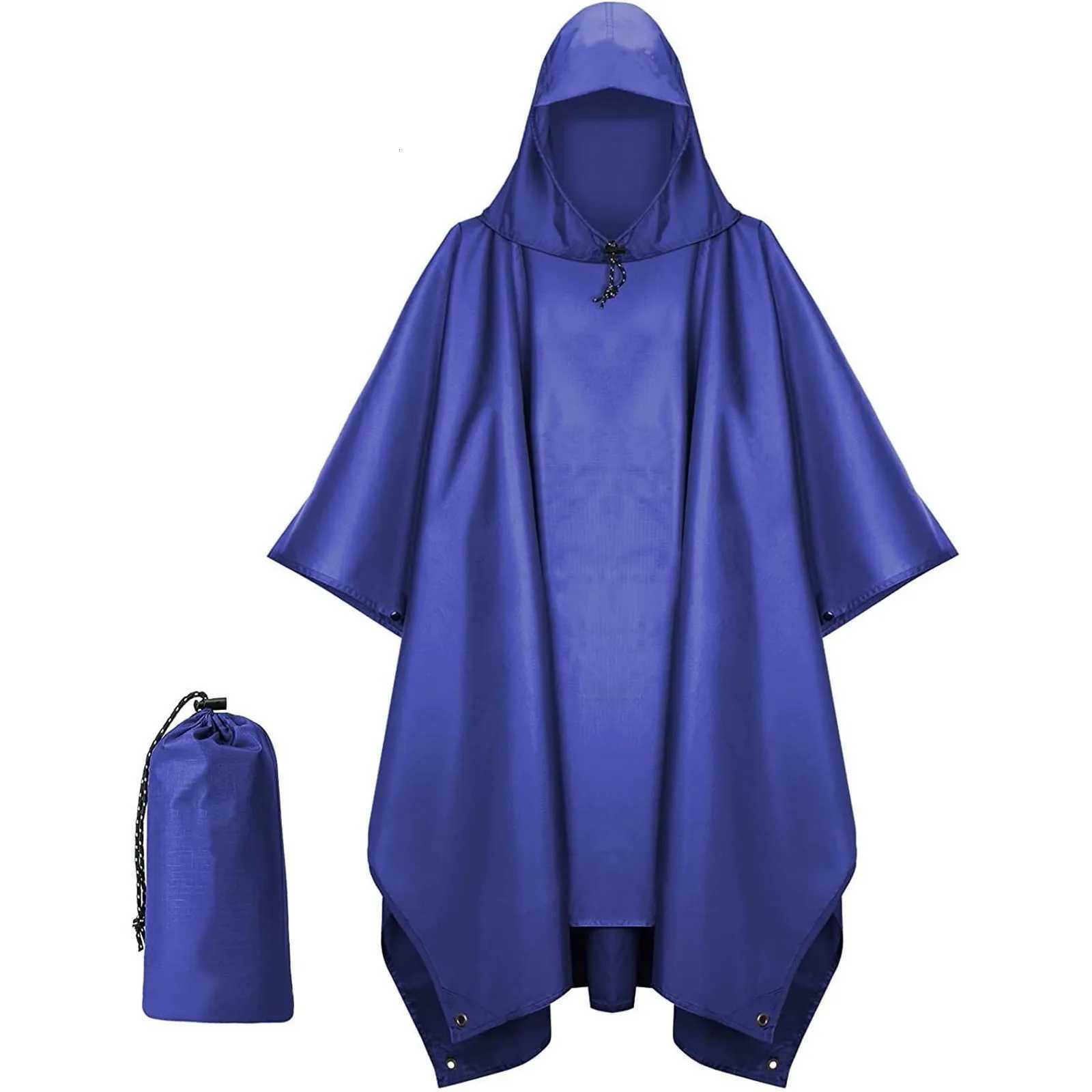 Hooded Rain Coat Men Poncho Women With Pocket Waterproof Lightweight Unisex Raincoat Hiking Camping Emergency Y250814