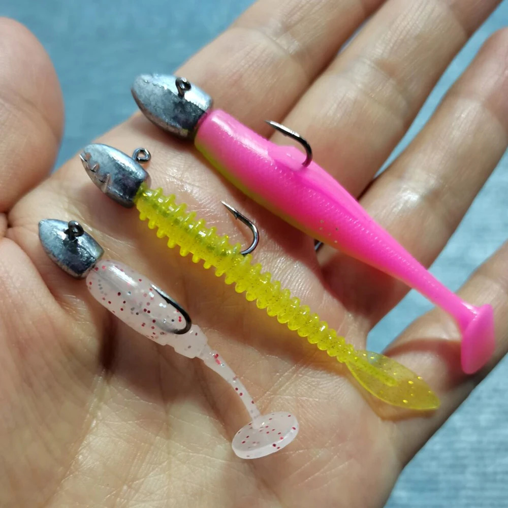 JOHNCOO 10pcs Exposed Jig Head Hook Fishing Hooks 2g 3g 5g Bait Soft Wom light jigging hook 250807