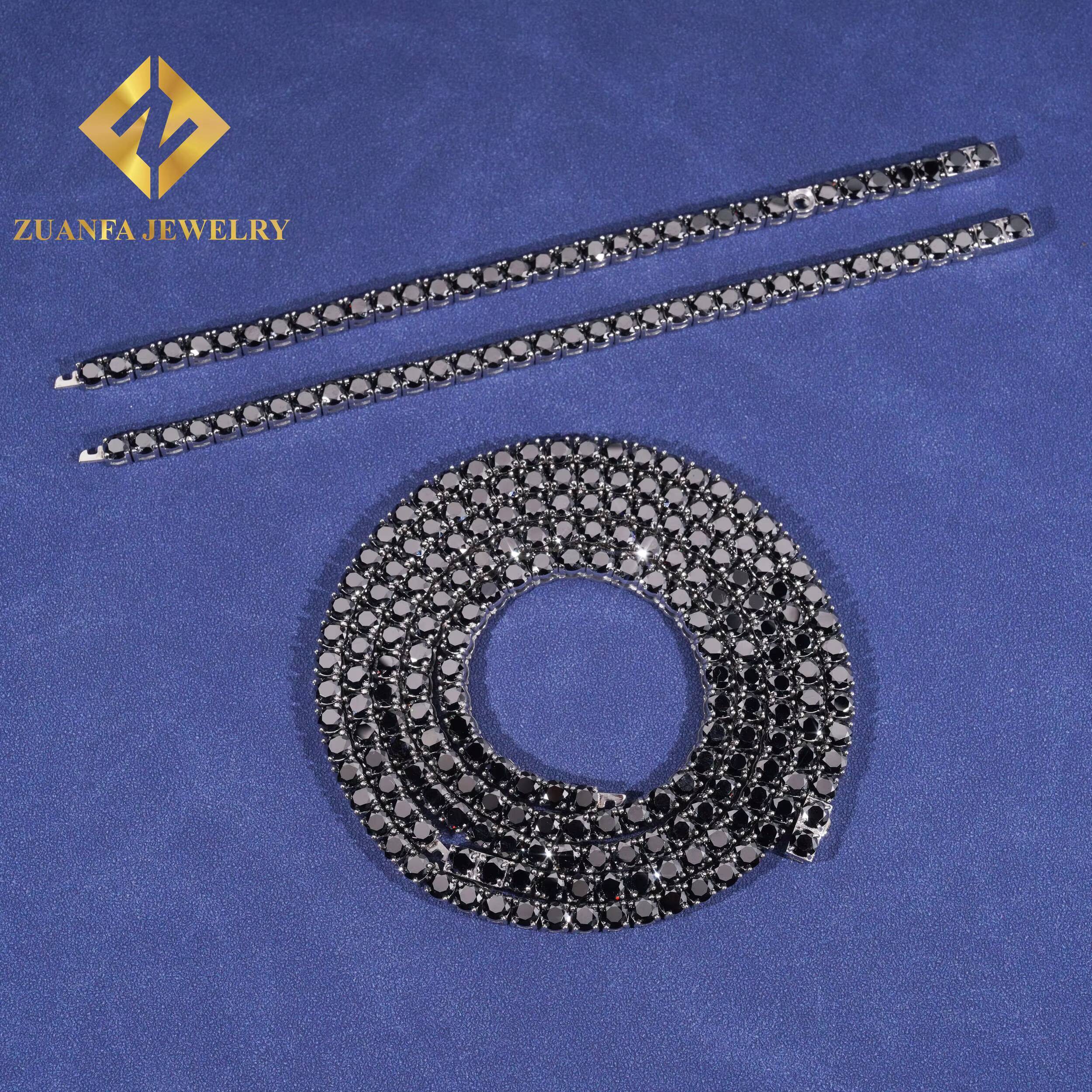 Cheap Price Fashion Tennis Chain Hip Hop 316L Stainless Steel 4MM 5MM Black Moissanite Tennis Chain Necklace Bracelet