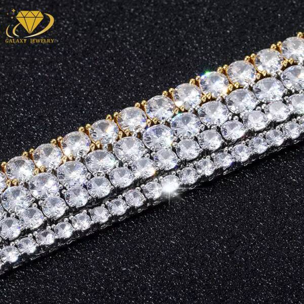 Hip-Hop Glamour Pass Diamond Tester 3mm 4mm 5mm Sparkling Vvs Moissanite Stones Rapper 925 Silver Tennis Chain Urban Fashionista