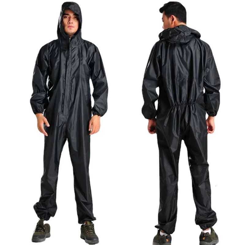 One-piece Raincoat Men Waterproof Jumpsuit One-piece Rain Poncho Women Seamless Raincoat All-in-one Rain Gear Hooded Rain Suit Y250814