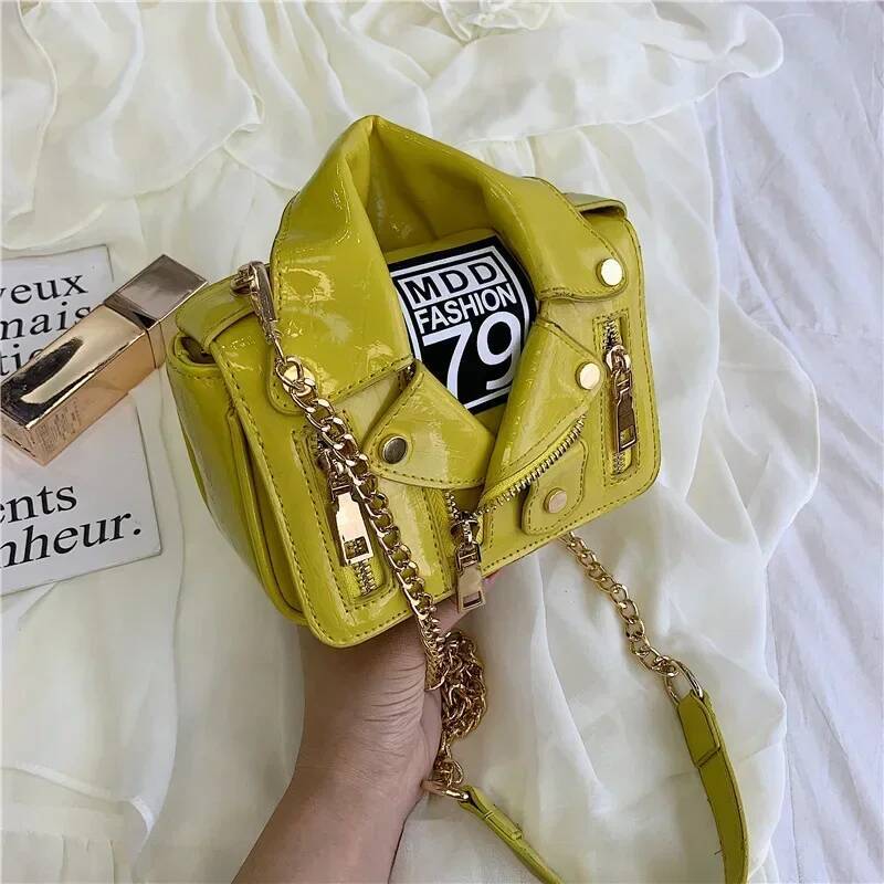 European Fashion Famous Brand Designer Motorcycle Bags Jacket Shape Shoulder Messenger Bag PU Leather Handbag Sac