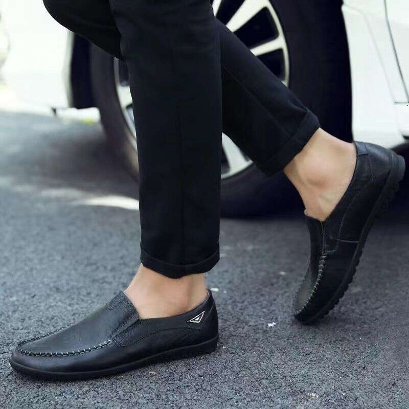 2024 Loafers Genuine Summer Breathable 46 Large Size 47 Casual Men's Leather Slip-On Shoes