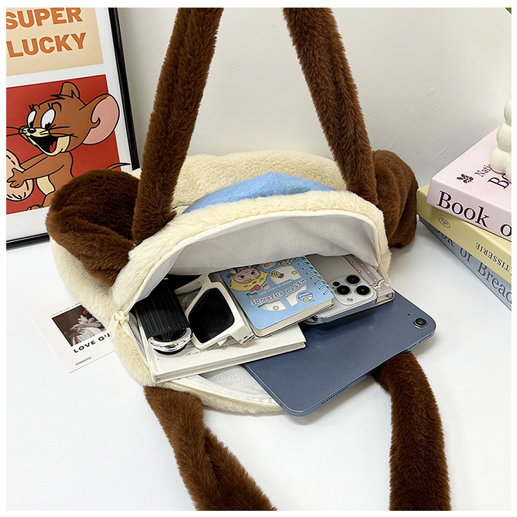 2025 Autumn New Women's Shoulder Bag Fashion Cartoon Cute Plush Women's Bag New Fashion Large Capacity Handbag Autumn New Designer Bag